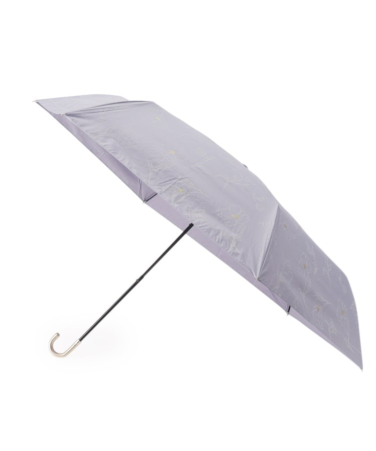 オーバー タッシェ(Ober Tashe)の遮光率100％ UVカット率100％ 遮光フラワードローイングmini 日傘 晴雨兼用 折りたたみ傘 パープル(052)