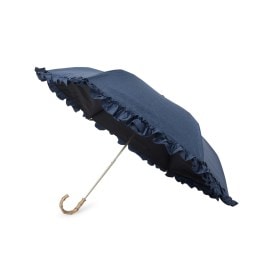 オーバー タッシェ(Ober Tashe)の完全遮光 遮光率100％ 晴雨兼用日傘 デニム風フリル折りたたみ日傘