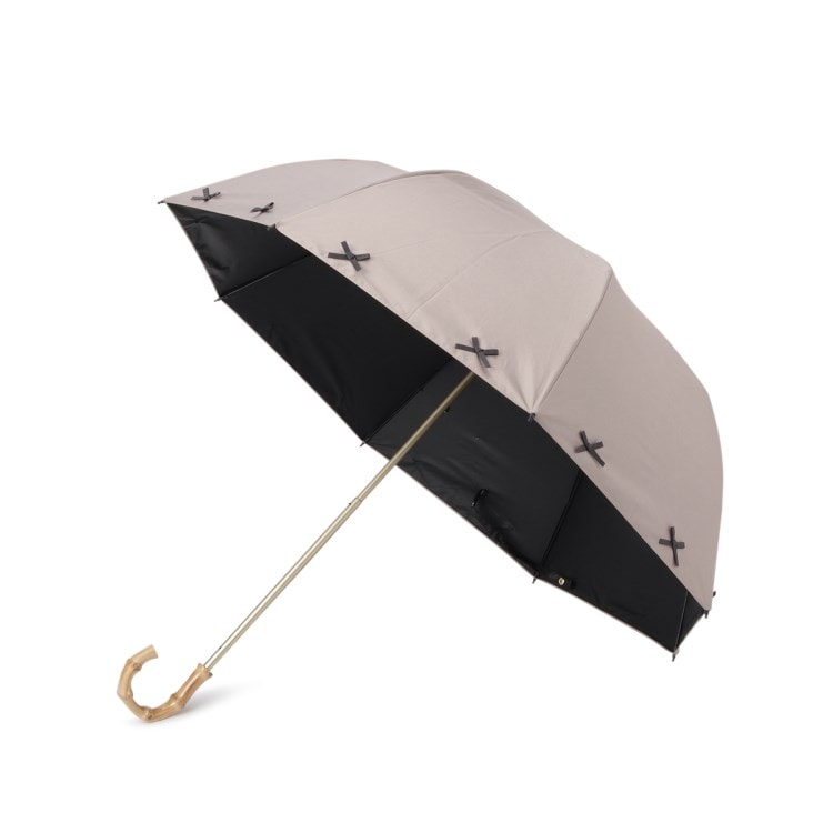 オーバー タッシェ(Ober Tashe)の完全遮光 遮光率100％ 晴雨兼用日傘 2段折傘 リボン2WAY折りたたみ傘 折りたたみ傘