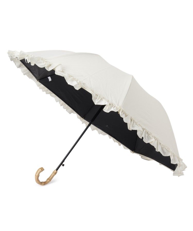 オーバー タッシェ(Ober Tashe)の完全遮光 遮光率100％ 晴雨兼用日傘 リボン折りたたみ傘 オフホワイト(003)