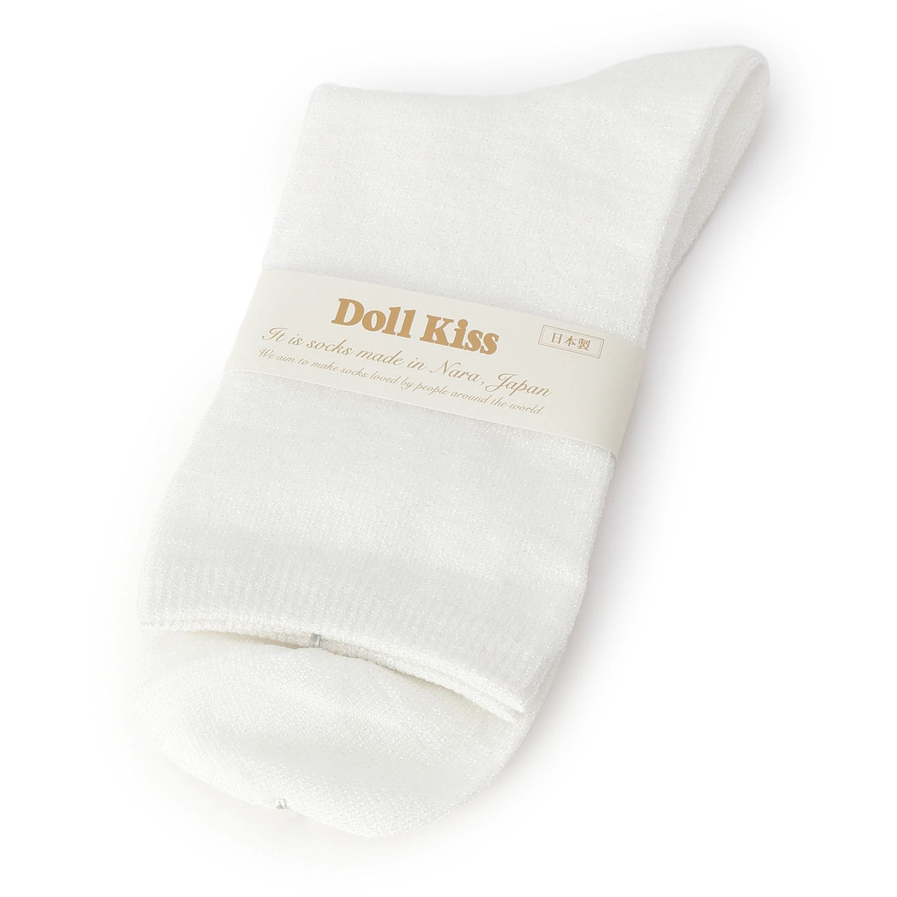 ドール キス(Doll Kiss)の＼販売累計45000枚越え／26色展開ラメ無地クルーソックス　靴下 ホワイト(001)