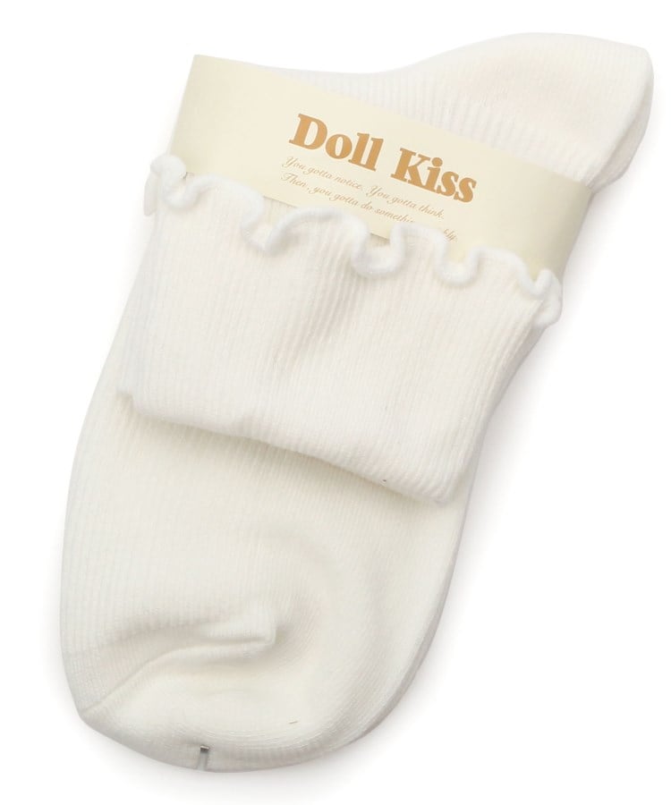 ドール キス(Doll Kiss)の◆折り返しメローリブクルーソックス　靴下 アイボリー(004)