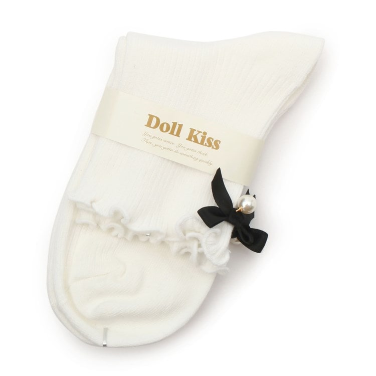 ドール キス(Doll Kiss)の13色展開リボン付きメローリブクルーソックス　靴下 ソックス