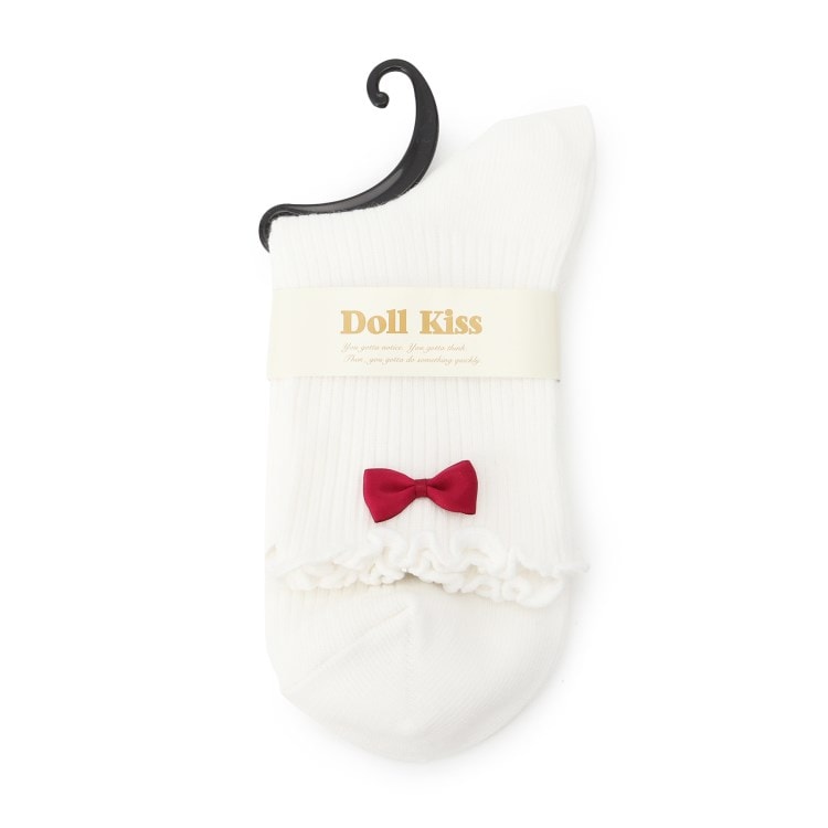 ドール キス(Doll Kiss)のリボン付きメローリブクルーソックス　靴下 ソックス