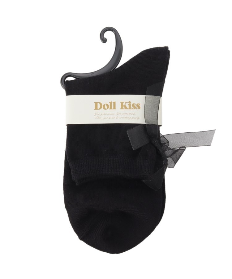 ドール キス(Doll Kiss)のオーガンジーリボンクルーソックス　靴下 ブラック(919)