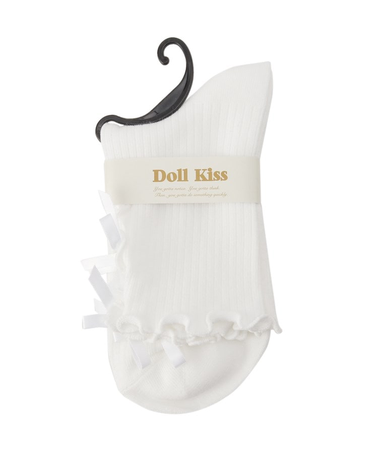 ドール キス(Doll Kiss)のくり抜きリボン付きソックス　靴下 ホワイト(001)