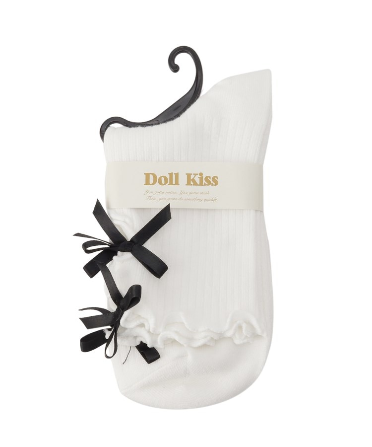 ドール キス(Doll Kiss)のくり抜きリボン付きソックス　靴下 アイボリー(004)