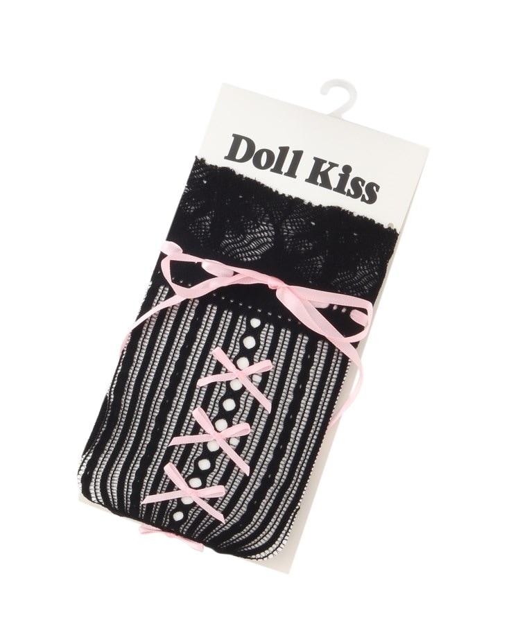 ドール キス(Doll Kiss)のリボン付きレースソックス ブラック(001)