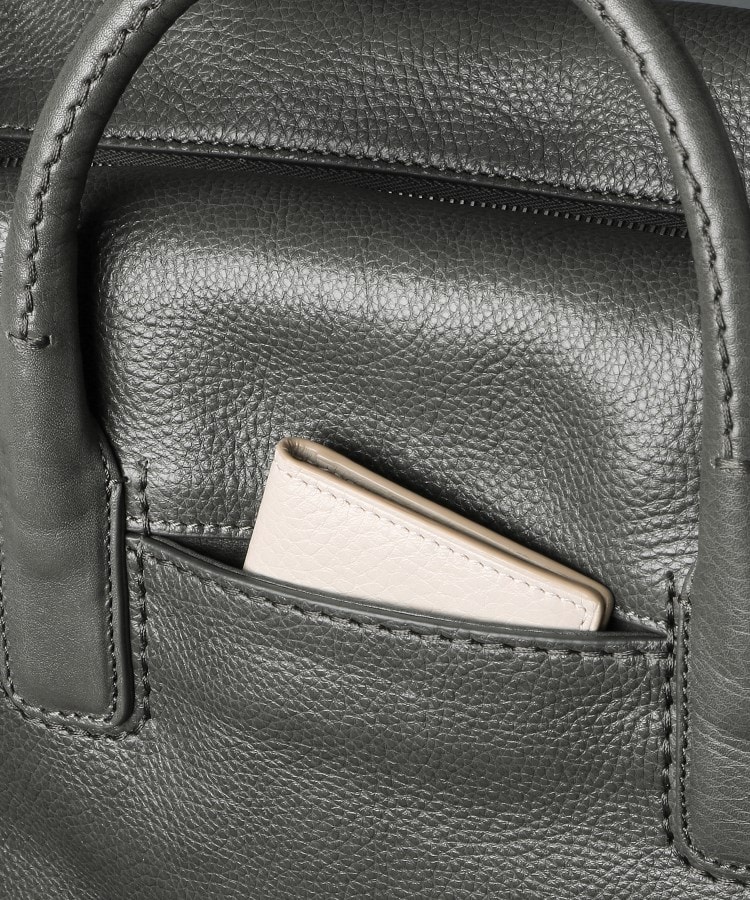 ヒロフ　ハンドバッグ　デュオ　レザー　ブラック　サイドポケット　A4可 　保存袋