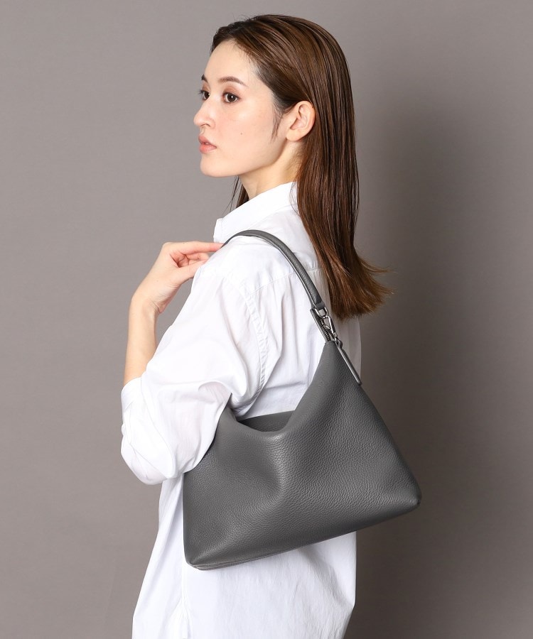 【極美品】 ヒロフ　HIROFU 2way レザーショルダーバッグ グレー