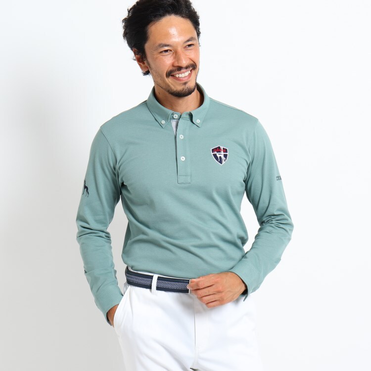 オーダーメイド アスレチックボディ スクエアジャガード 長袖ポロシャツ ポロシャツ Adabat Order Made Polo Shirt Men アダバット オーダーメイドポロシャツ メンズ ワールド オンラインストア World Online Store