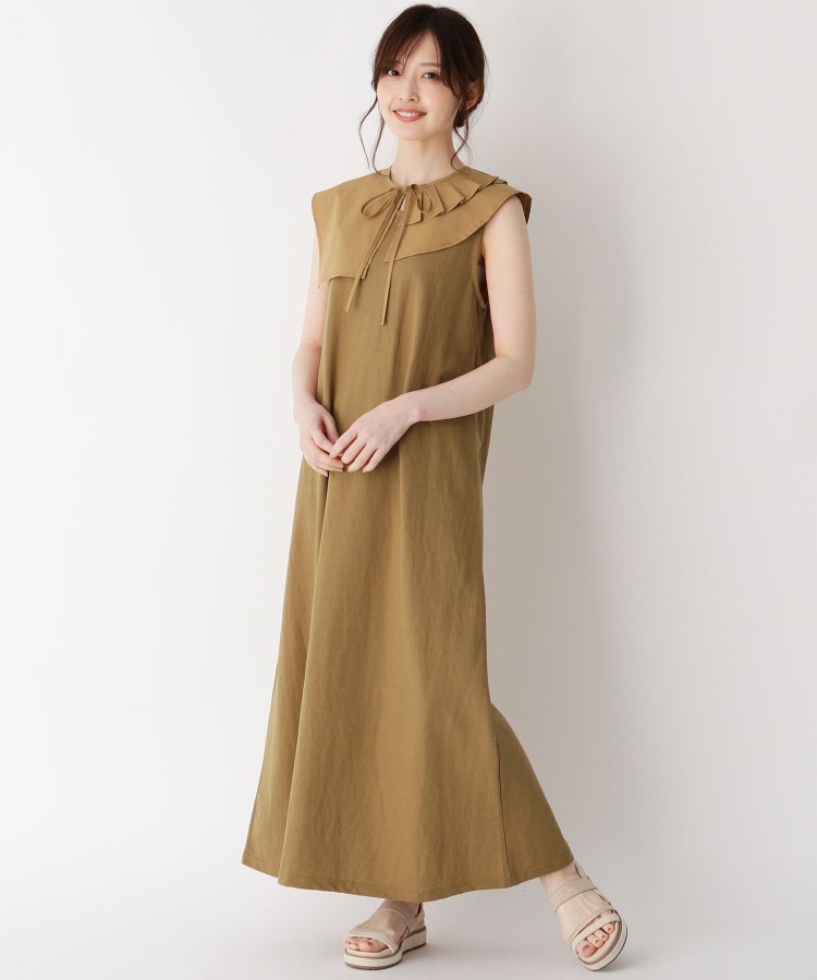 アシメタック衿 ノースリーブワンピース マキシ ロングワンピース Zampa ザンパ ワールド オンラインストア World Online Store