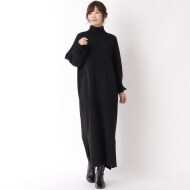 針抜きスリーブタートルニットワンピース（マキシ・ロング