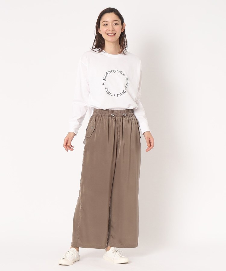 サテンフラップ付イージーワイドパンツ（フルレングスパンツ
