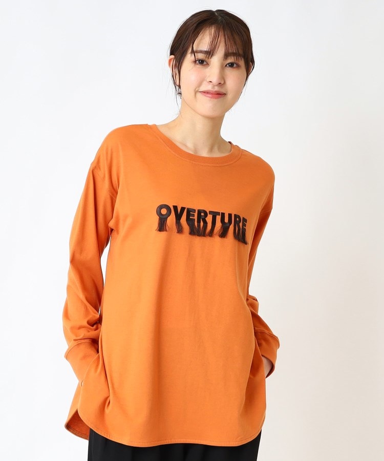 ザンパ(ZAMPA)のフリンジ刺しゅうオーバーサイズロングTシャツ オレンジ(065)
