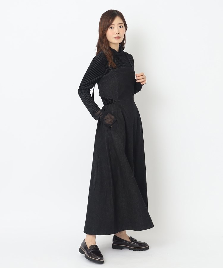 デニムバックオープンビスチェワンピース(マキシ・ロング デニムバックオープンビスチェワンピース(マキシ・ロング