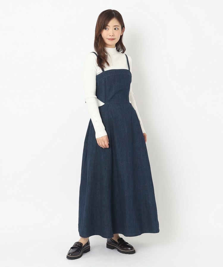 デニムバックオープンビスチェワンピース(マキシ・ロング デニムバックオープンビスチェワンピース(マキシ・ロング