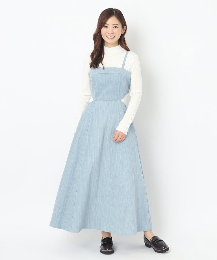 デニムバックオープンビスチェワンピース(マキシ・ロング デニムバックオープンビスチェワンピース(マキシ・ロング