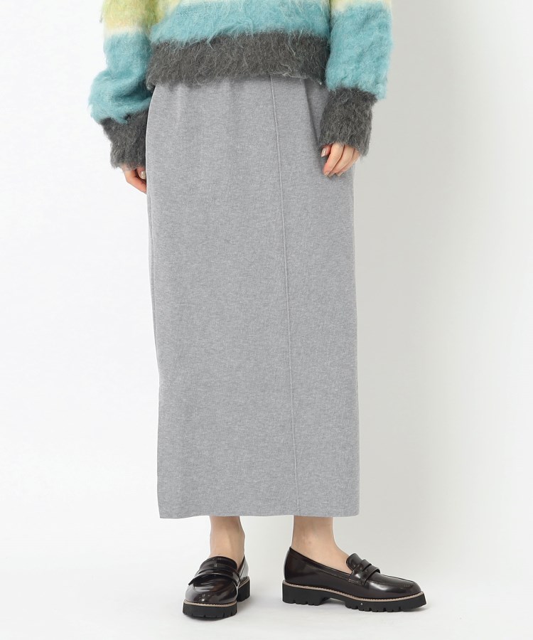 ザンパ(ZAMPA)の【SALE！！】ゴム地スリットロングスカート ライトグレー(010)