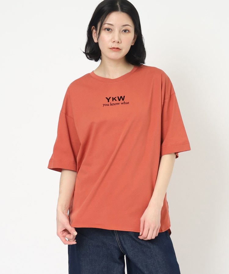 ザンパ(ZAMPA)のフロッキーロゴオーバーサイズTシャツ ライトオレンジ(066)