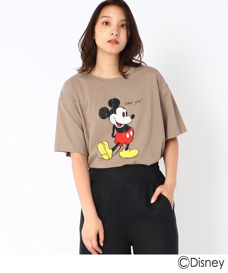 ザンパ(ZAMPA)のアートクルーネックTシャツ（ミッキーマウス） ライトベージュ(051)