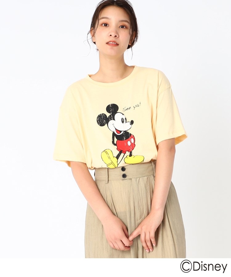 ザンパ(ZAMPA)のアートクルーネックTシャツ（ミッキーマウス） レモンイエロー(031)