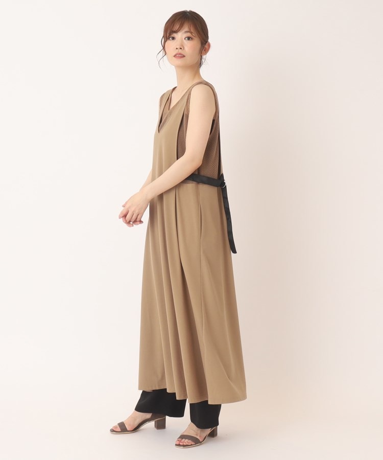 メッシュレイヤードデザインワンピース(マキシ・ロングワンピース