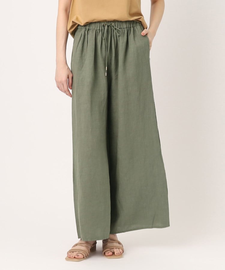 【I AM MARI】リキン ワイド リネン パンツ wide pants 全3色 3color 涼感リネンタッチラップワイドパンツ□納期目安：即納