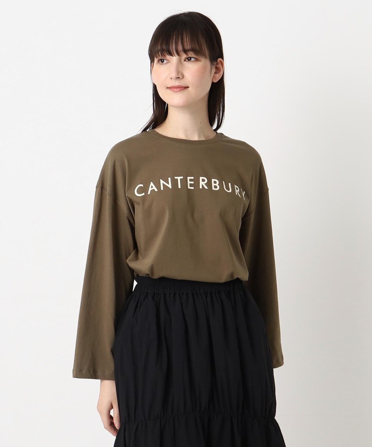ザンパ(ZAMPA)のクルーネック7分袖ロゴTシャツ カーキ(027)