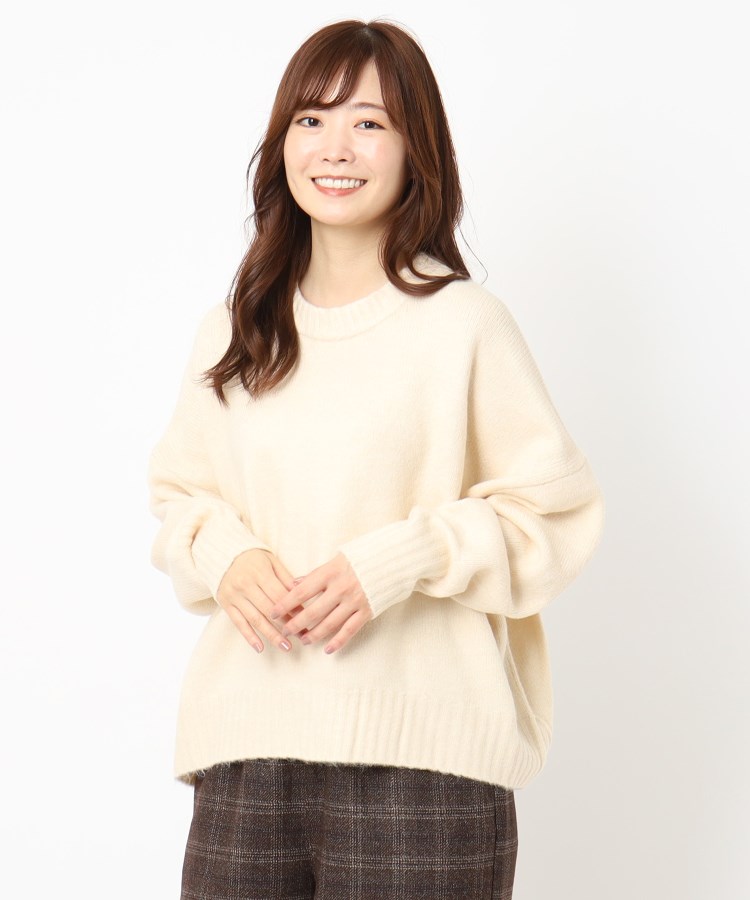 ヤクライクワイドクルーネックニット(ニット/セーター ヤクライクワイドクルーネックニット(ニット/セーター