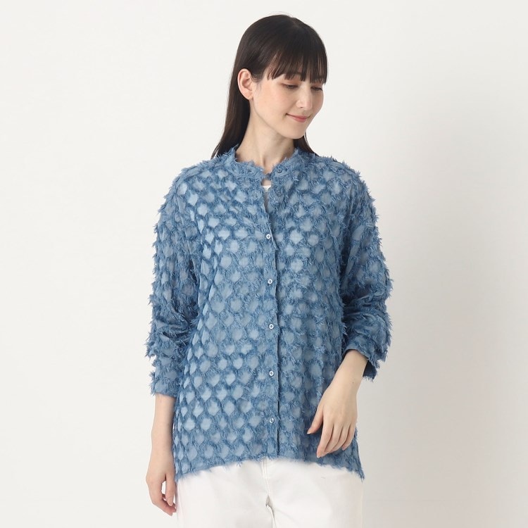 ザンパ(ZAMPA)の【キレイ目／春も着たい】カットジャカードバンドカラーシャツ シャツ・ブラウス