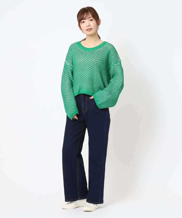 90s NEW MAN Paris フランス製 ポロニット セーター グリーン系 90s NEW MAN Paris フランス製 ポロニット セーター グリーン系