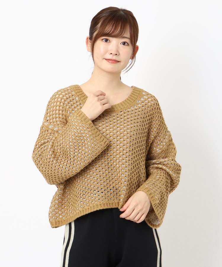 ザンパ(ZAMPA)のバルキーヤーンショートニット ベージュ(052)