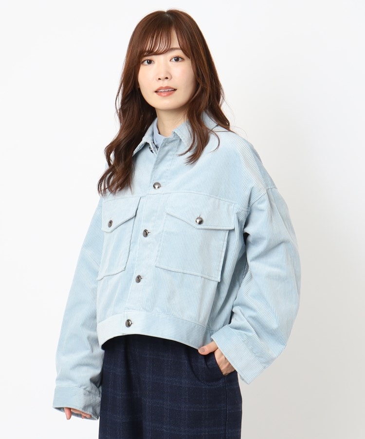 ザンパ(ZAMPA)のコーデュロイビッグポケットワイドジャケット サックスブルー(090)