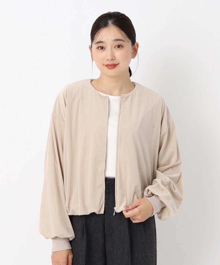 春も着られる】シアーカットベロアバルーンブルゾン(ブルゾン 春も着られる】シアーカットベロアバルーンブルゾン(ブルゾン