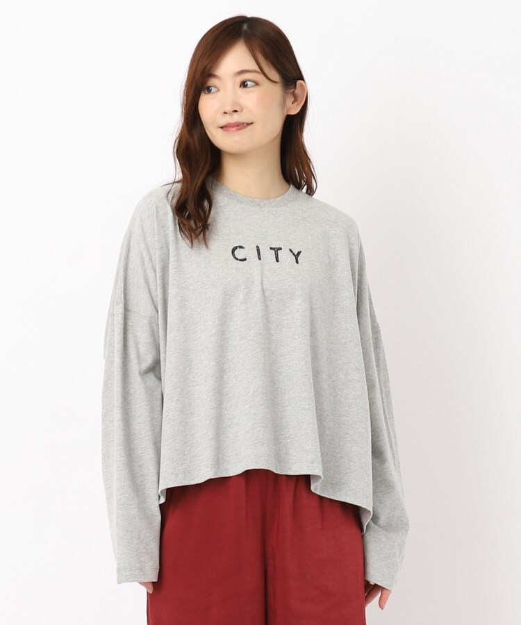 ザンパ(ZAMPA)のビックシルエットスパンコールロゴTシャツ ライトグレー(011)