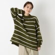 ザンパ(ZAMPA)のヤクライクボトルネックボーダーニット カーキ(027)