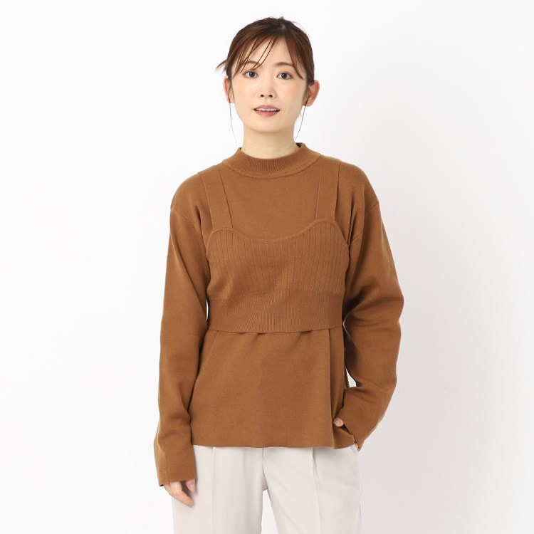 ザンパ(ZAMPA)の【春も着られる】ゴム地ビスチェ＋ハイネックプルオーバー ニット/セーター