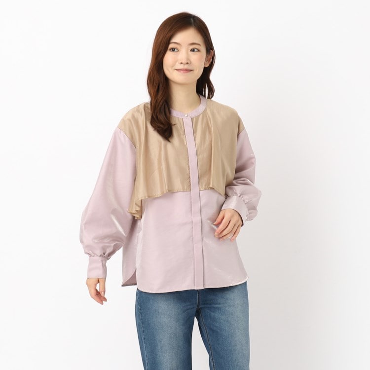 ザンパ(ZAMPA)の【春も着られる】サテンワッシャーフレアチュニックブラウス シャツ・ブラウス