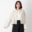 ザンパ(ZAMPA)の【春も着られる】ドロストストライプワイドシャツ オフホワイト(003)