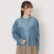 ザンパ(ZAMPA)の【秋も着られる】シアーバンドカラーショートシャツ ブルー(091)