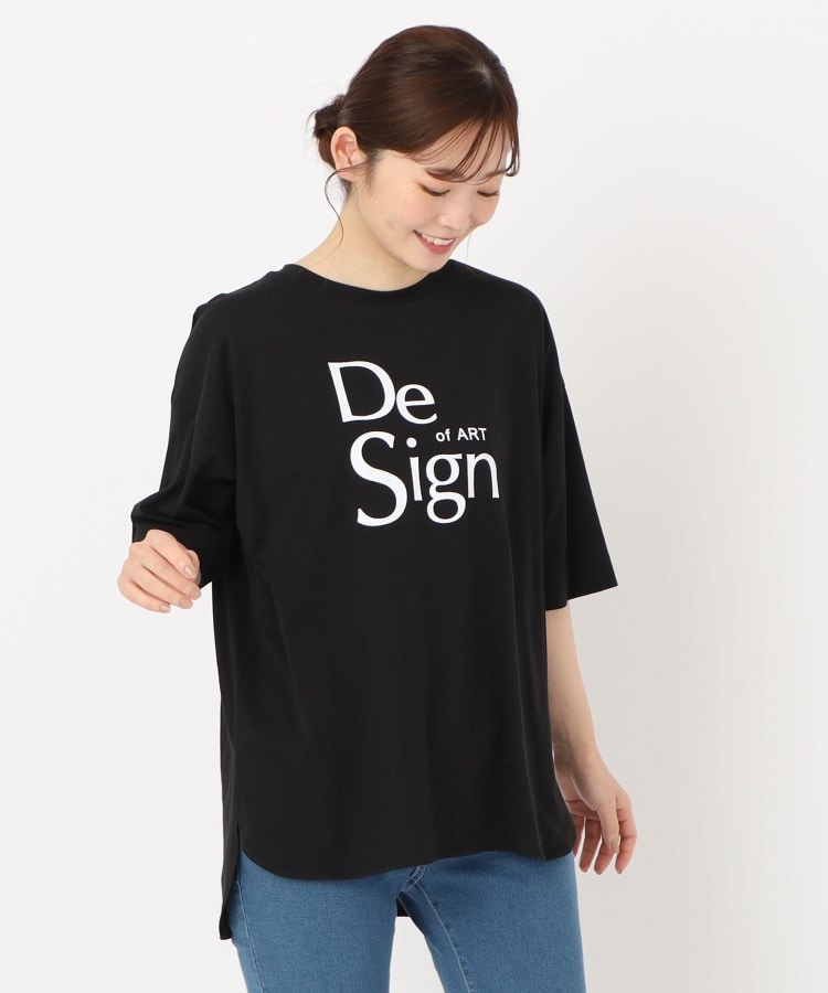 ザンパ(ZAMPA)の【五分袖】フロッキーロゴオーバーサイズTシャツ ブラック(019)