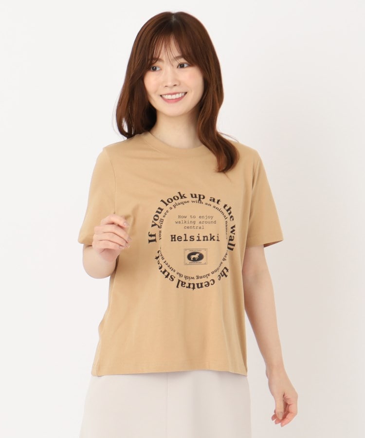 ザンパ(ZAMPA)のモチーフプリントクルーTシャツ ベージュ(052)