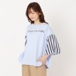 ザンパ(ZAMPA)のプリントロゴ＆袖ストライプTシャツ サックスブルー(090)