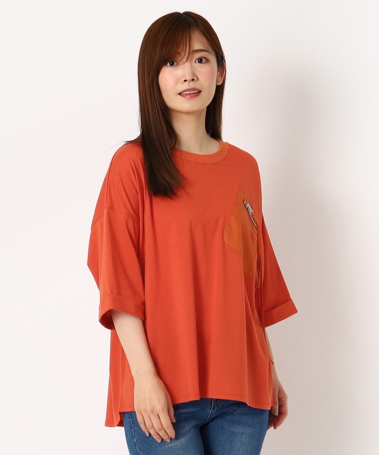 ザンパ(ZAMPA)のデザインジップポケットワイドTシャツ オレンジ(065)