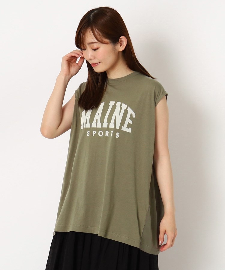 ザンパ(ZAMPA)の【SALE/秋はインナーで！！】カレッジロゴノースリーブカットソー カーキ(027)