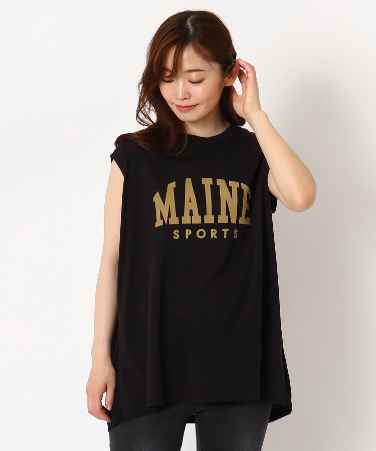ザンパ(ZAMPA)の【SALE/秋はインナーで！！】カレッジロゴノースリーブカットソー ブラック(019)