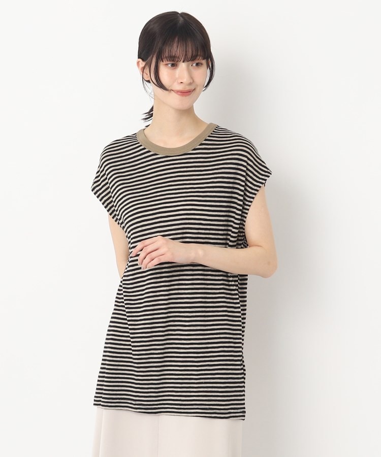 ザンパ(ZAMPA)の【インナーでも活躍しそう！】フレンチスリーブボーダークルーネックTシャツ9