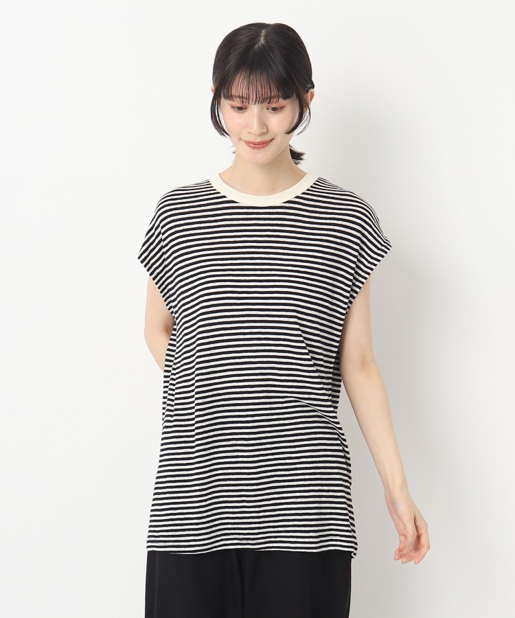 ザンパ(ZAMPA)の【インナーでも活躍しそう！】フレンチスリーブボーダークルーネックTシャツ12