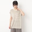 ザンパ(ZAMPA)の【インナーでも活躍しそう！】フレンチスリーブボーダークルーネックTシャツ ベージュ(152)